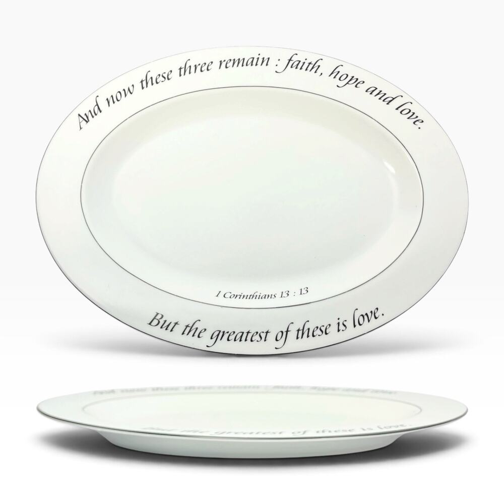Coventry “Daily Blessing” Porcelain Serving Platter 14 5/8” I Corinthians 13:13
